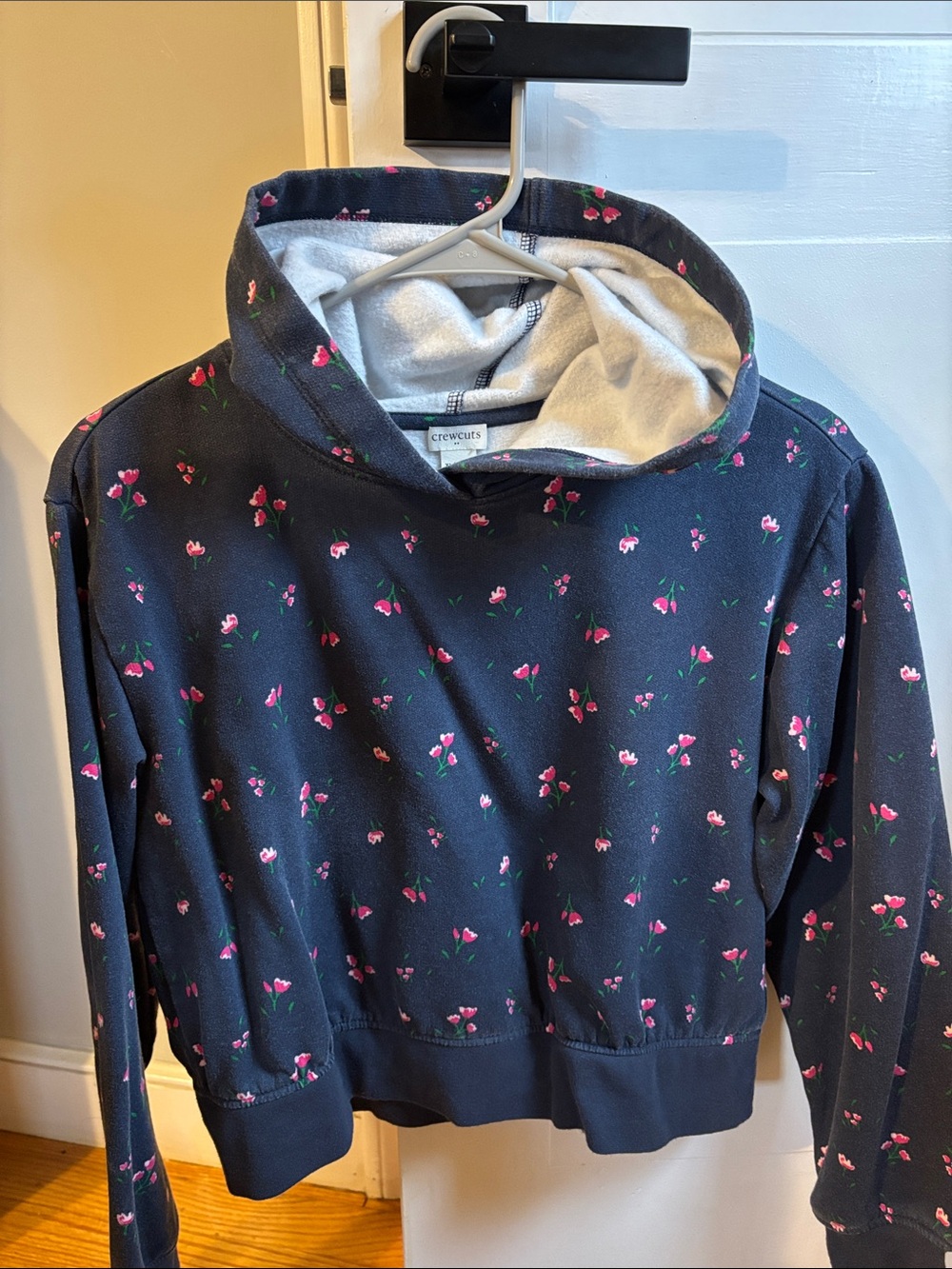 Crewcuts Navy Pink Floral Funnel Sweatshirt